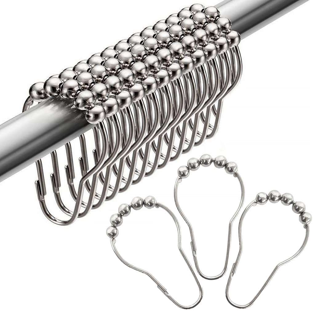 HASTHIP 24 pcs Stainless Steel Curtain Hooks for Bathroom Shower Rods Curtains, Shower Curtain Hooks Rings, Curtain Rings Metal-(6 x 4cm/2.3 x 1.6 inch, Silver) HASTHIP 24 pcs Stainless Steel Curtain Hooks for Bathroom Shower Rods Curtains, Shower Curtain Hooks Rings, Curtain Rings Metal-(6 x 4cm/2.3 x 1.6 inch, Silver)